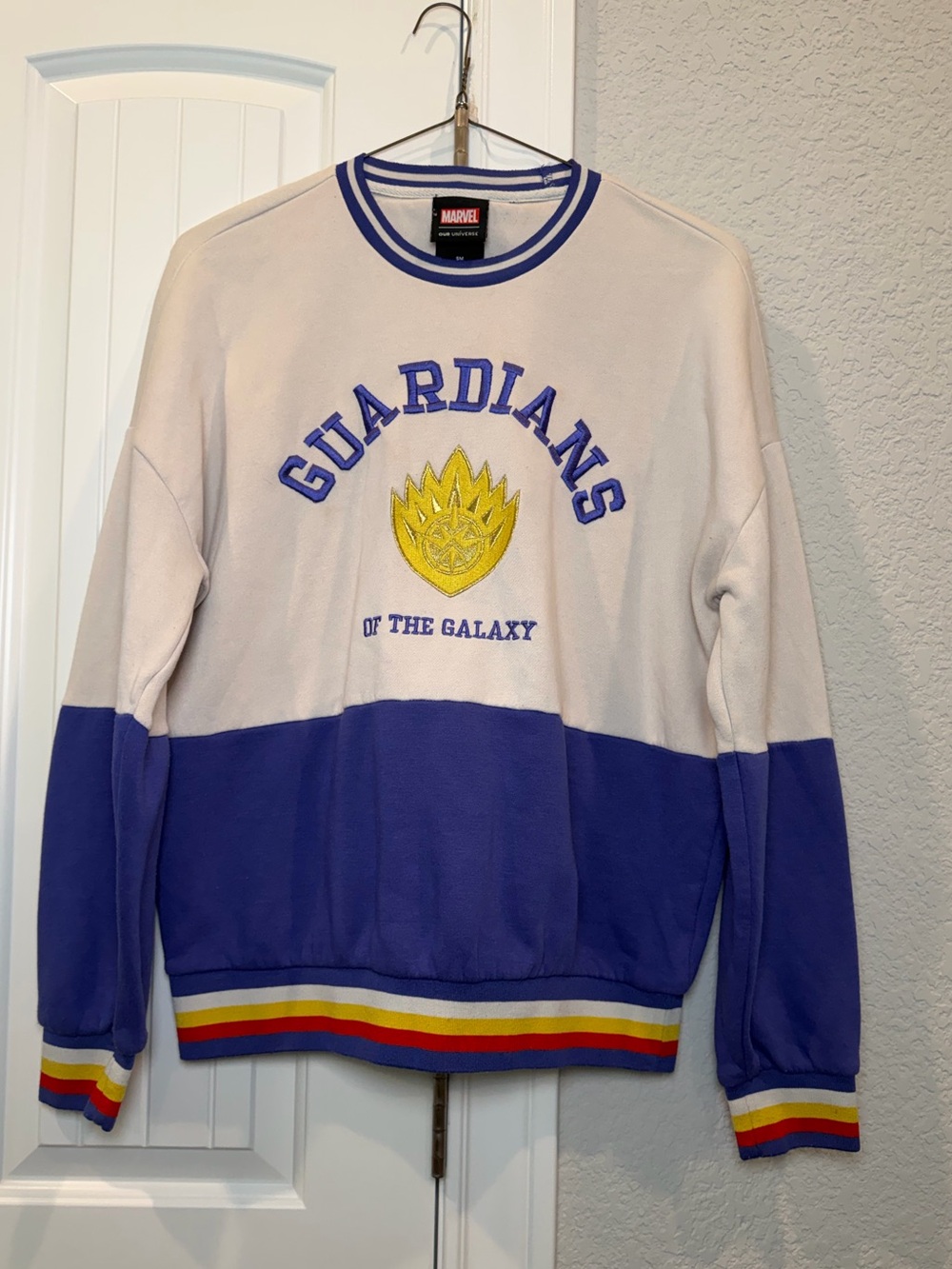 Marvel Guardians of the Galaxy Two-Tone Crewneck Sweater - White & Purple